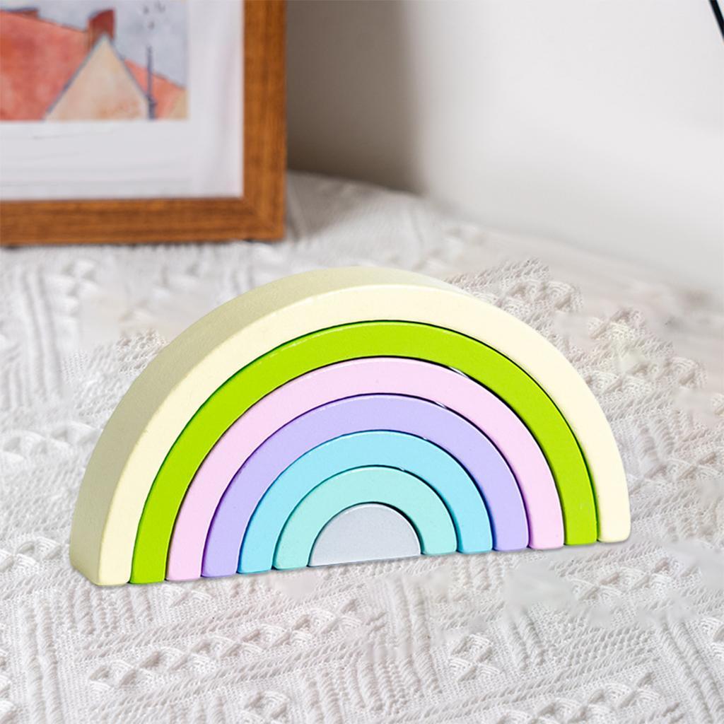Wooden Rainbow Stacker Arch Bridge Playset Stacking Toys for Activity Boy