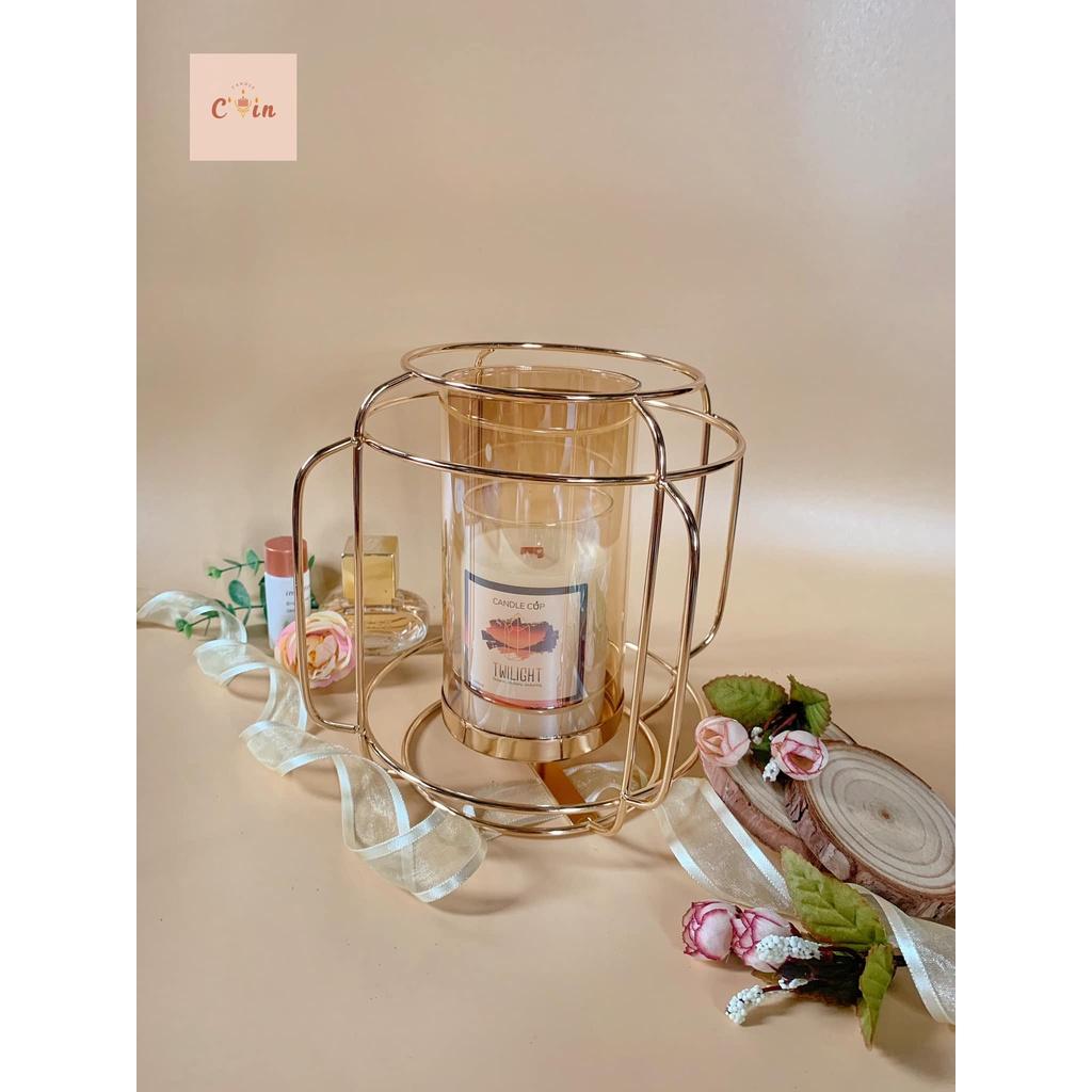 Đế nến đá hoa màu vàng - Chân nến đính đá hoa sang trọng hiện đại, candle holder decor home, trang trí hiện đại