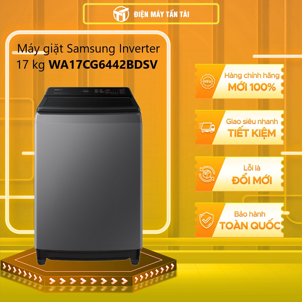 Máy giặt cửa trên Ecobubble SAMSUNG WA17CG6442BDSV với Động cơ Digital Inverter, 17 kg - Hàng chính hãng