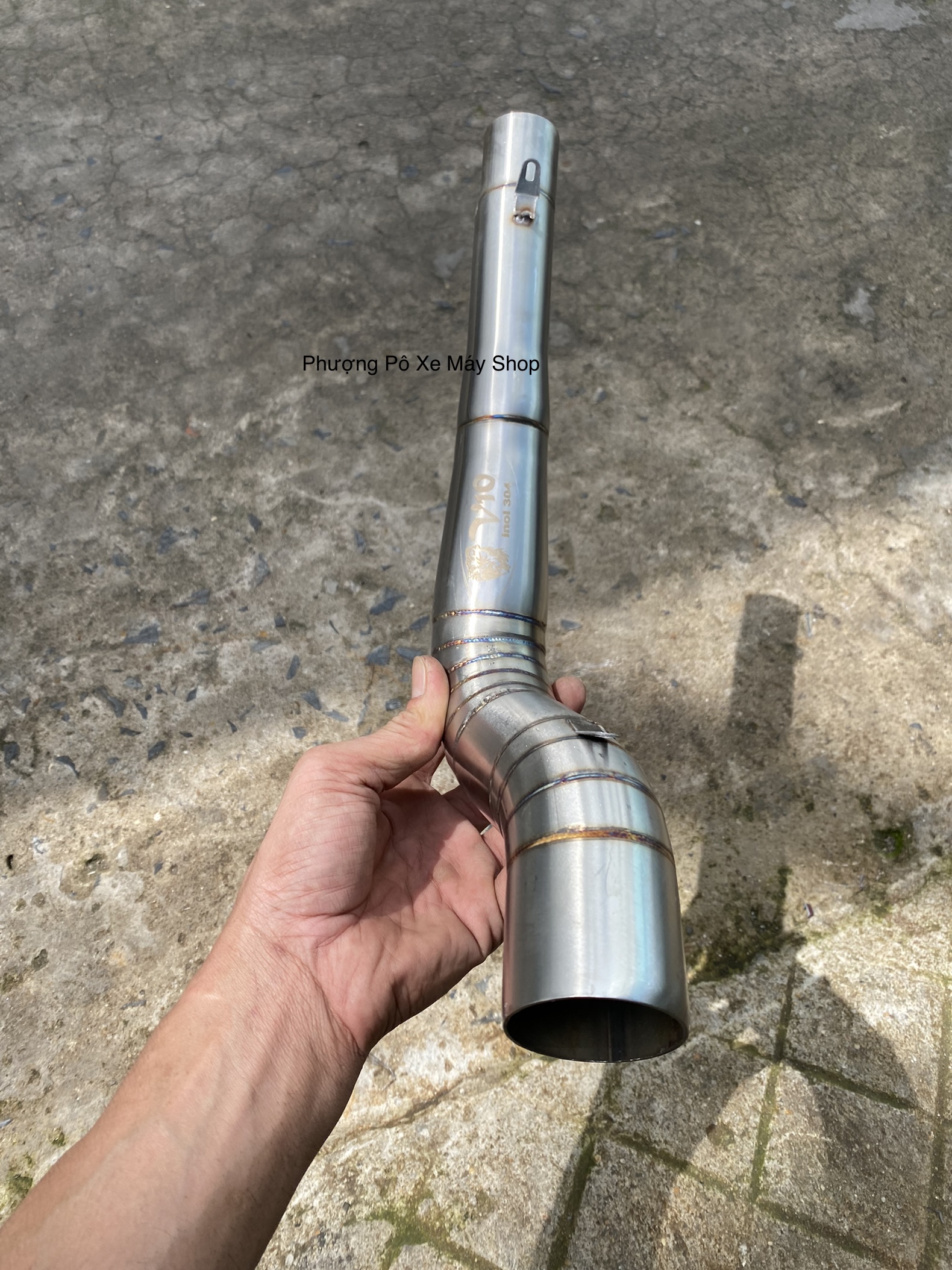 Cổ pô TĂNG 2 khúc inox 304 như kiểu NLK 35-38-51mm gắn gác chân Din dành cho mọi xe máy