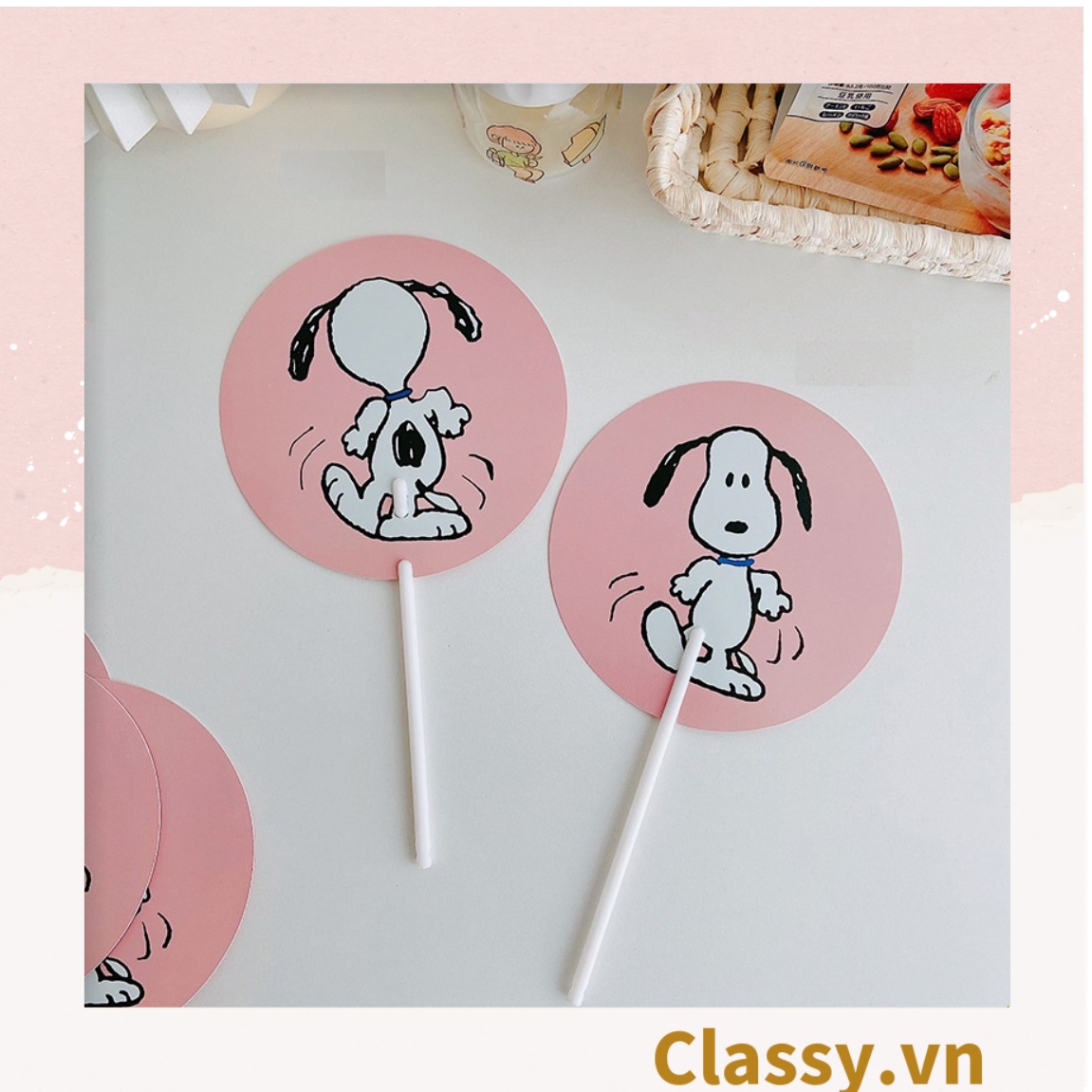 Classy Quạt nhựa tròn cầm tay, quạt tiện lợi cho mùa hè PK1497