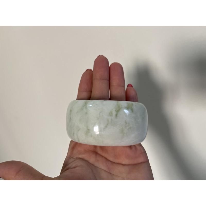 Vòng tay bạch ngọc bản cối vân xanh cao 3 cm