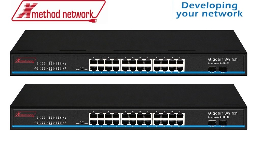 Bộ chuyển mạch 26-port unmangaed Gigabit Ethernet Switch, 2 SFP - Xmethod Network - Hàng chính hãng