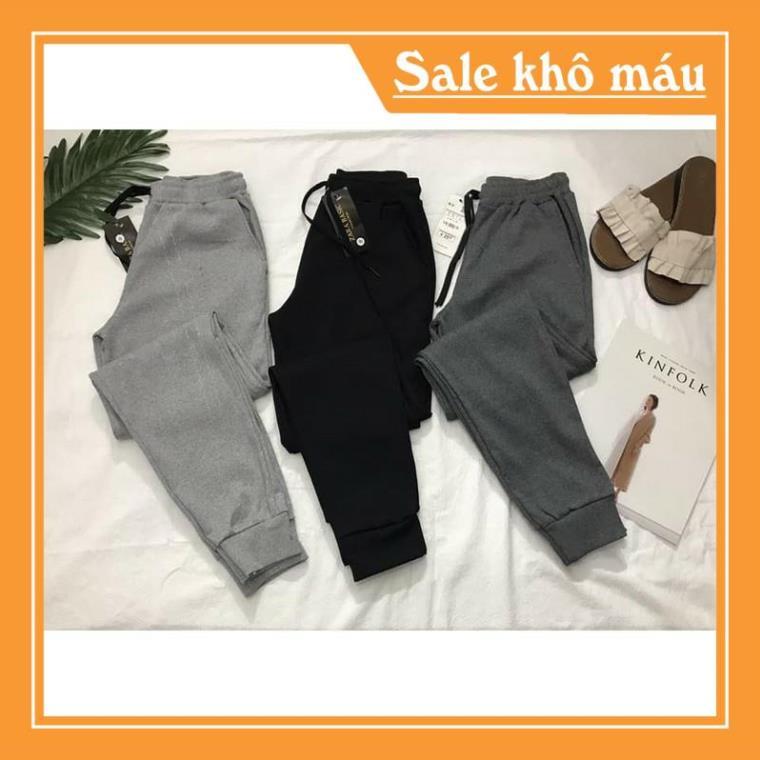 Quần jogger len tăm bo gấu nữ quần nỉ jogger len tăm