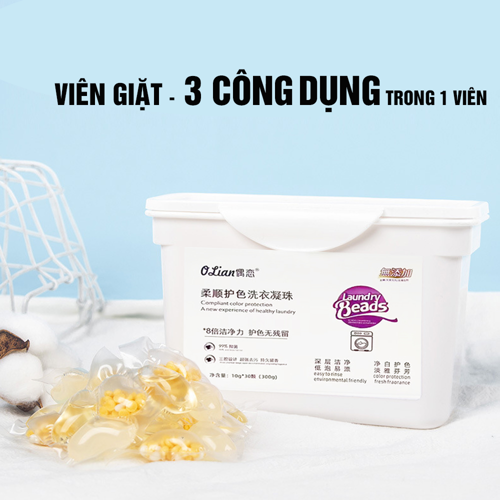 Viên giặt xả quần áo đồ vải 3 in 1, làm mềm, chất lưu hương dạng túi gel Minh House