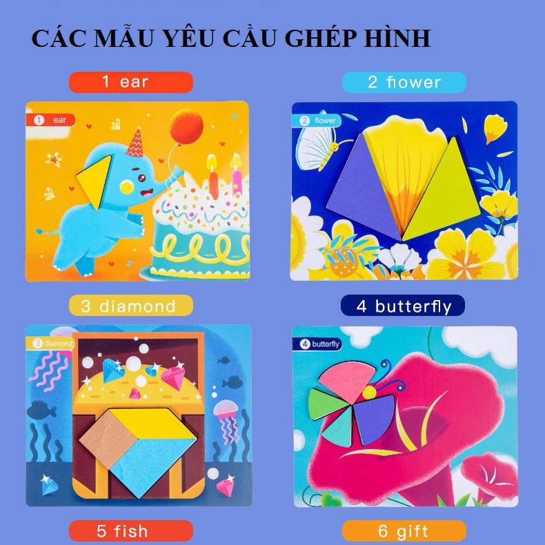 Đồ chơi bộ ghép hình gỗ nam châm Tangram Phong cảnh rèn luyện trí thông minh phát triển sớm cho bé KB216019