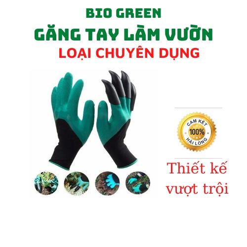 Găng tay làm vườn, bới đất,chăm sóc cây có móng vuốt nhúng cao su dệt kim siêu màu xanh