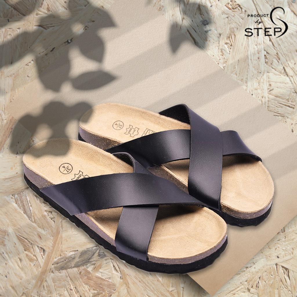 Dép đế trấu Unisex Da tổng hợp Quai Chéo