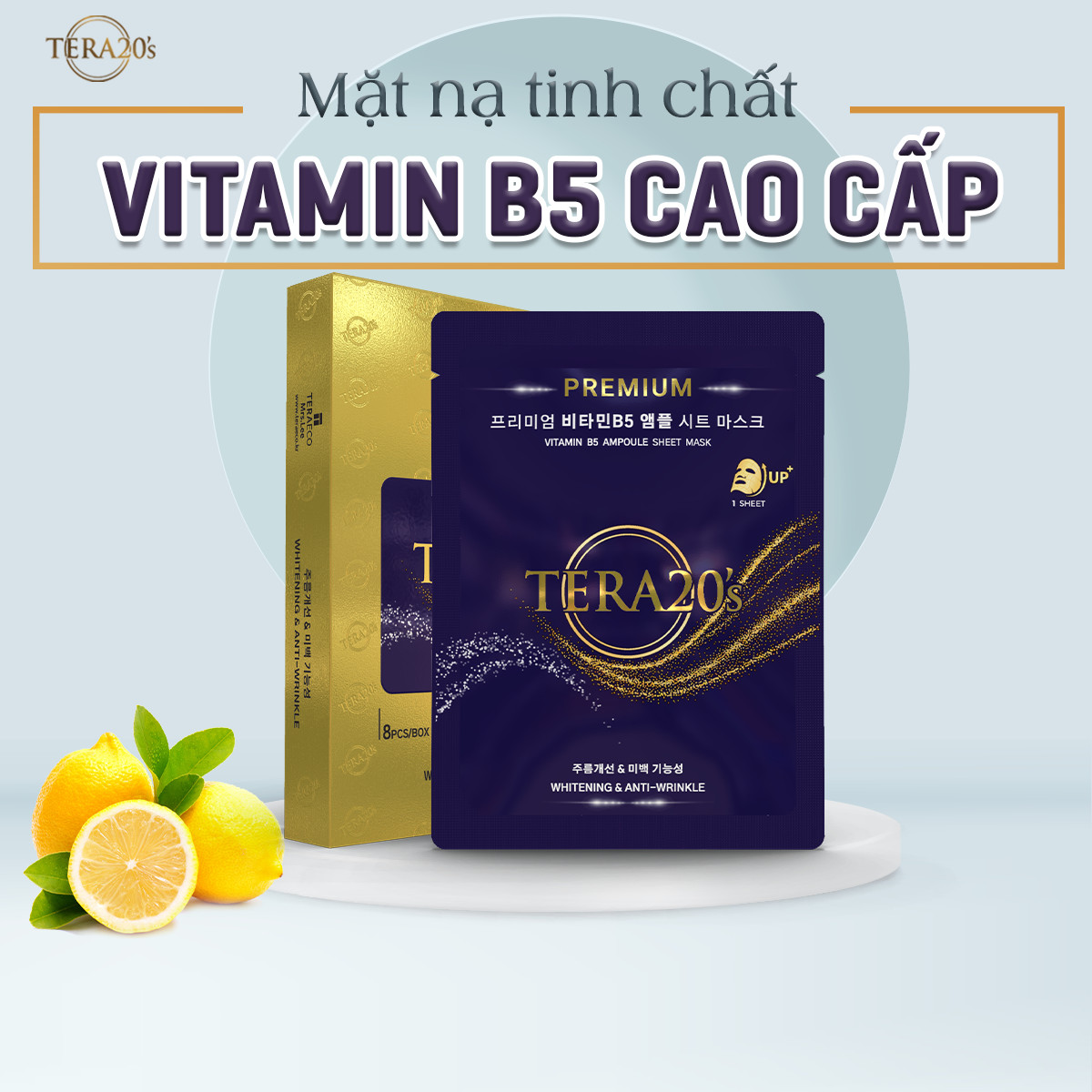 Combo 2 mặt na dưỡng trắng da cao cấp TERA20's dòng Premium Ampoule