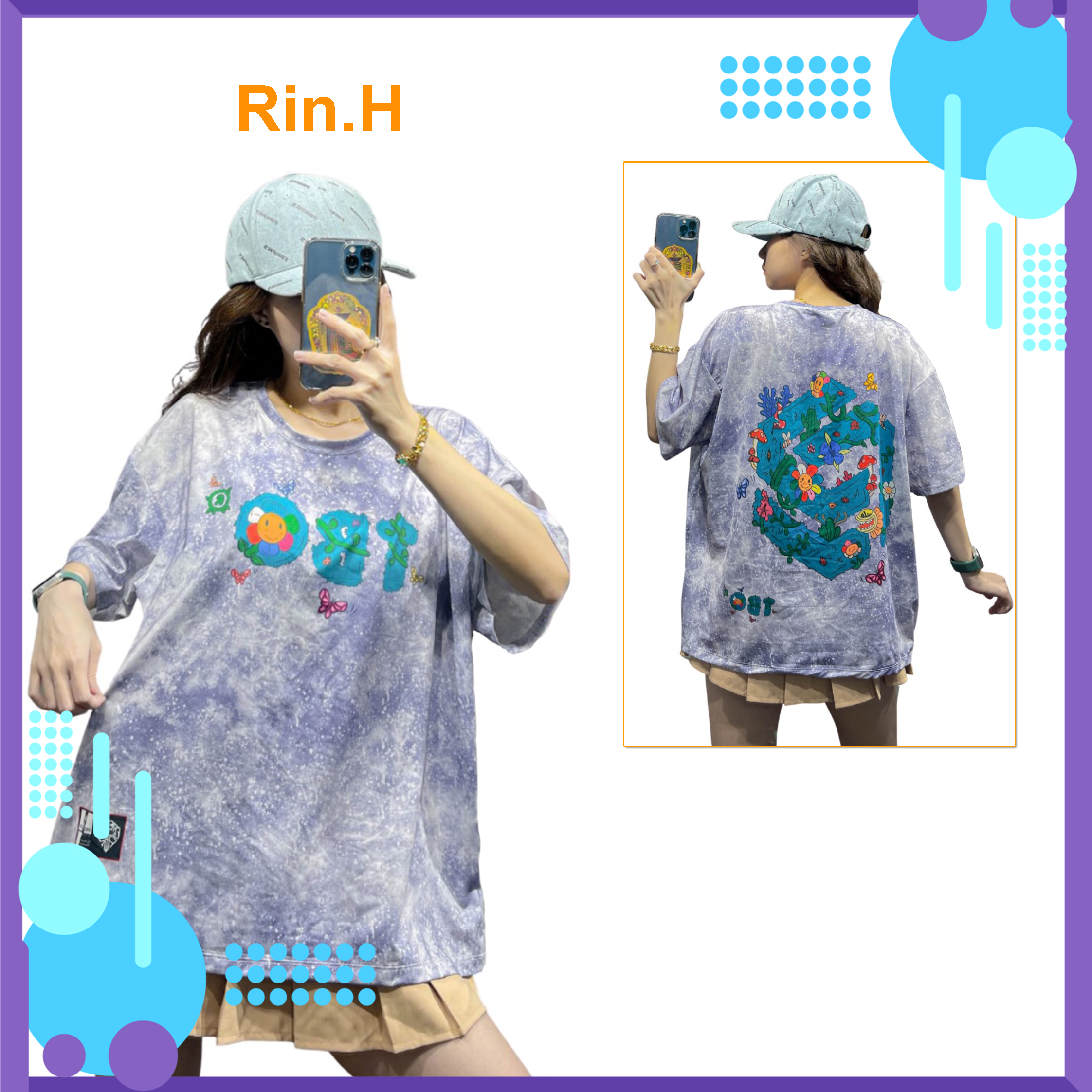 Áo thun loang tay lỡ Unisex form rộng thời trang nam nữ - Rin.H