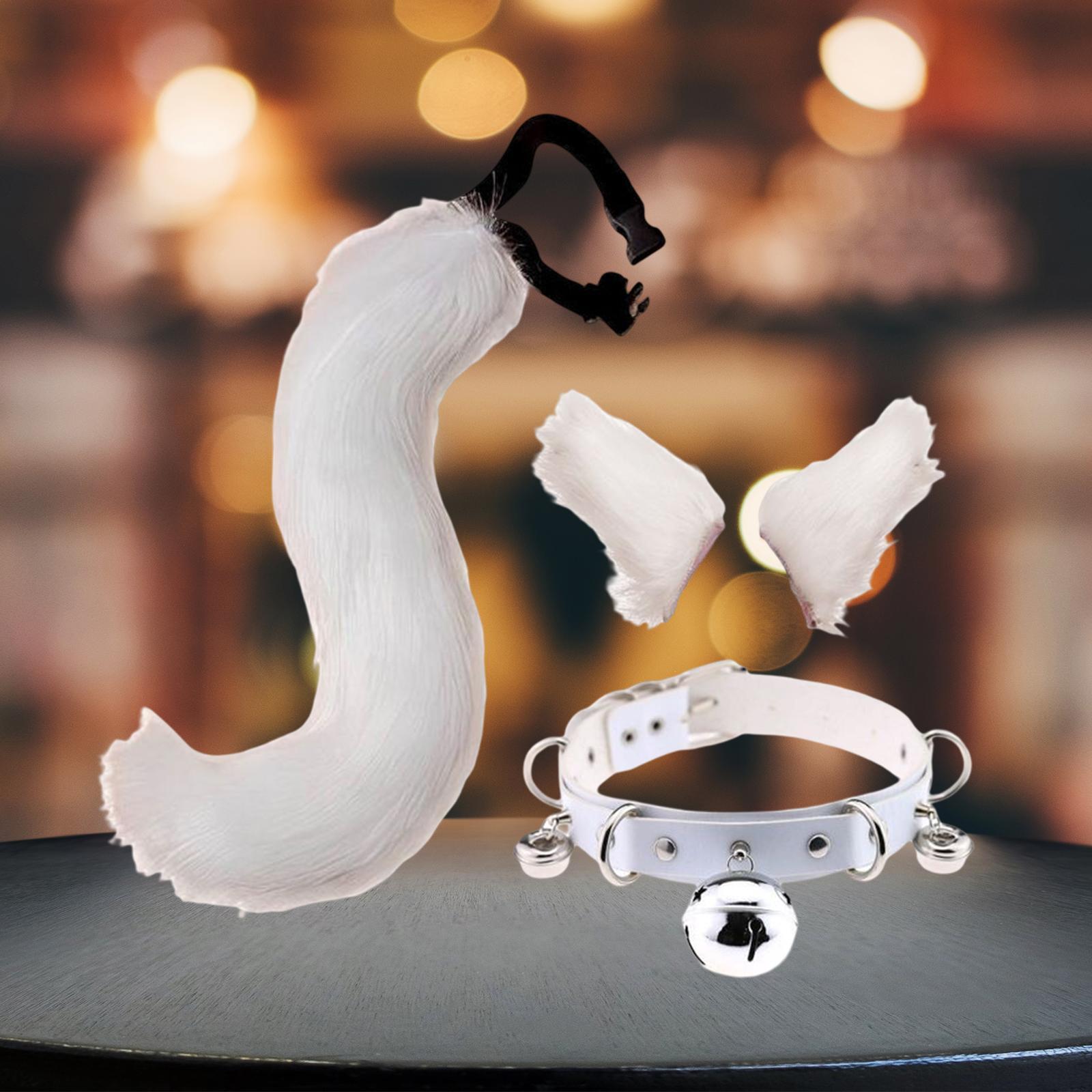 Faux Ears and Tail Set Cosplay Costume for Halloween Performance Gift