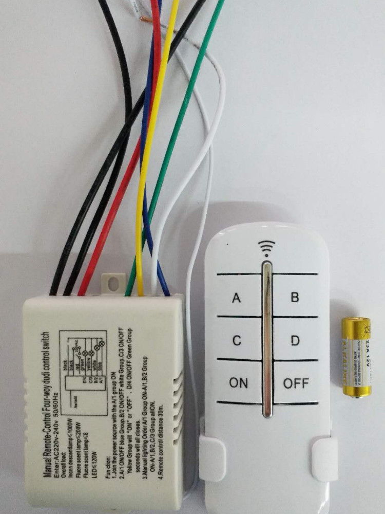 Công tắc điều khiển từ xa RF 4 cổng, Khoảng cách điều khiển từ xa từ 15-20m ngoài trời không vật cản xa hơn 30m