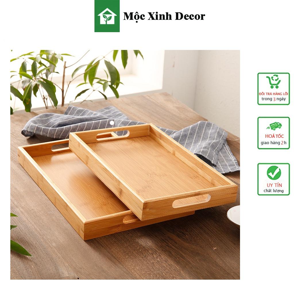 ( Kho Sỉ ) Khay trà gỗ, khay gỗ đựng đồ ăn chụp ảnh decor, hình chữ nhật - khay gỗ decor sồi cao cấp, dày dặn bền đẹp