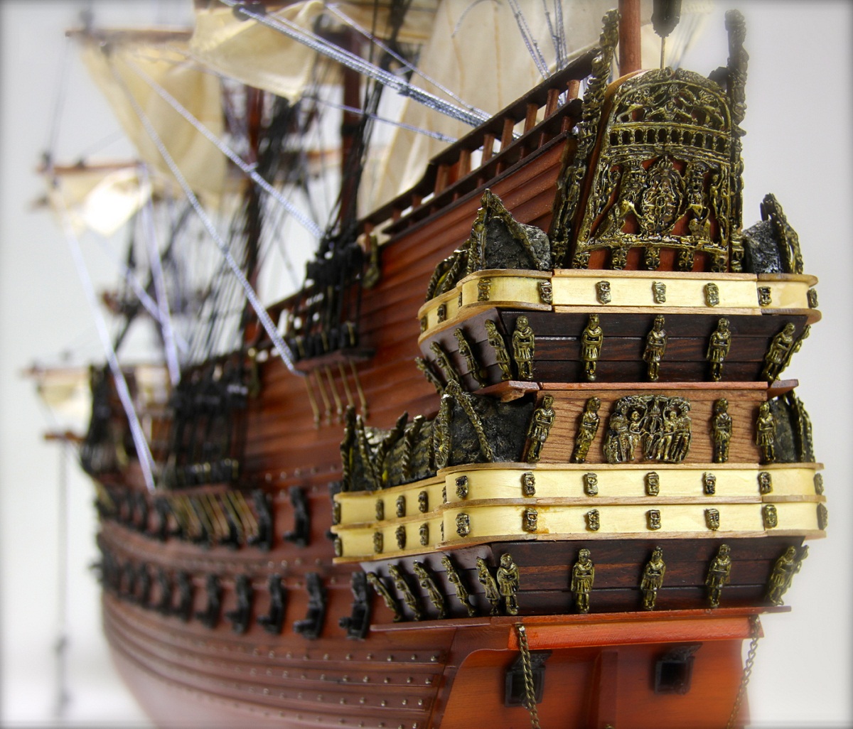Tàu gỗ trang trí, thuyền chiến Wasa dài 90cm (lắp ráp sẵn)