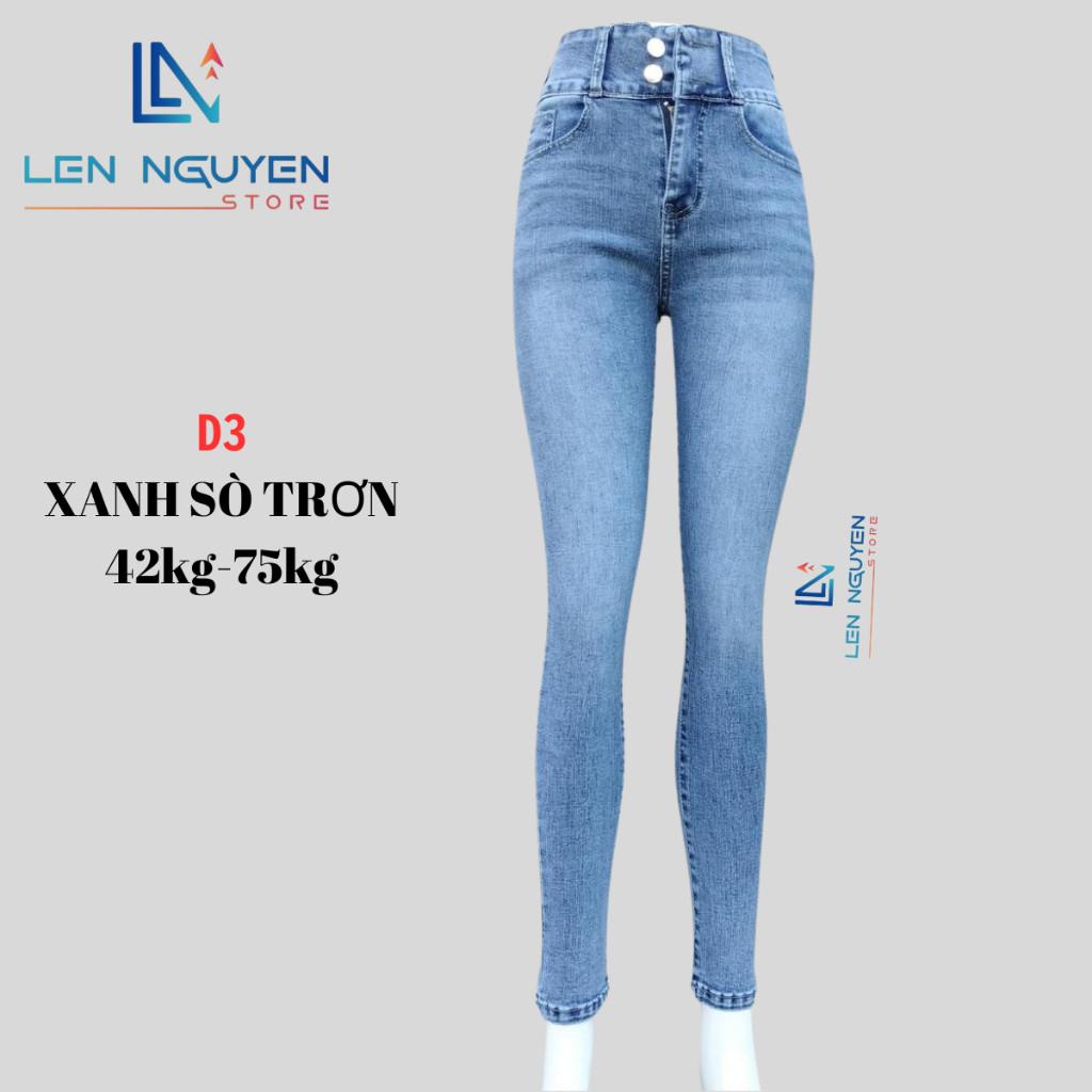 D3_Quần jean nữ, dài, lưng cao, quần bò nữ dáng ôm, quần rin nữ có big size, cho 42kg đến 75kg,LEN NGUYEN STORE - Xanh Sò Rách