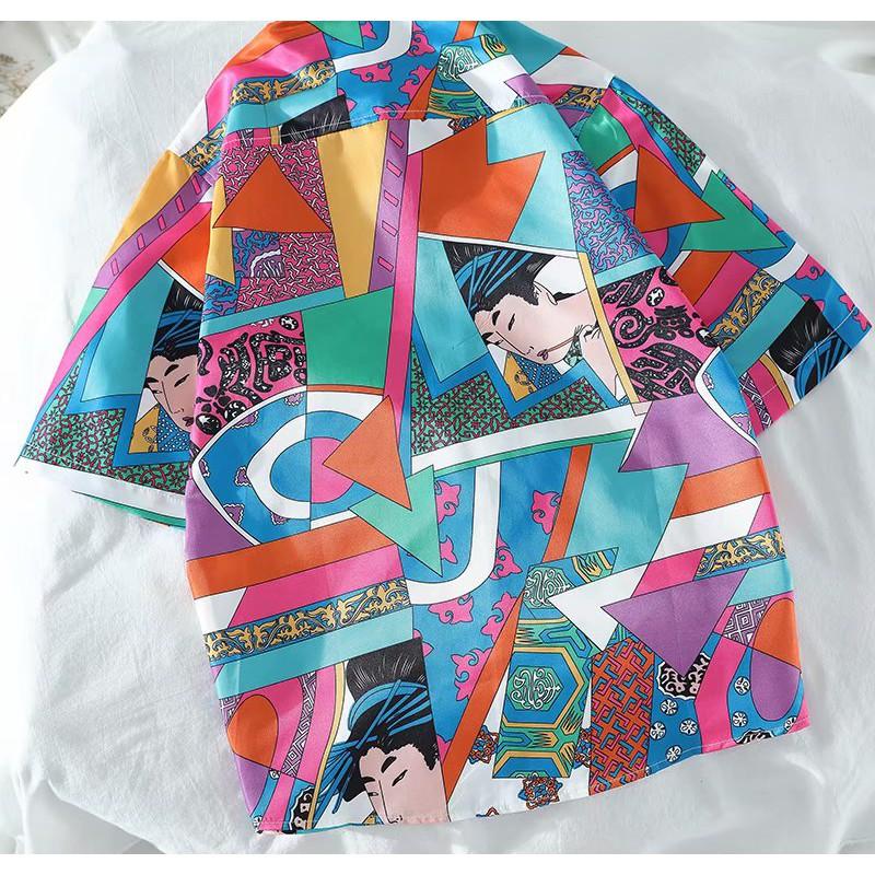 Áo sơ mi nam họa tiết hoa văn ngắn tay phong cách Hawaii