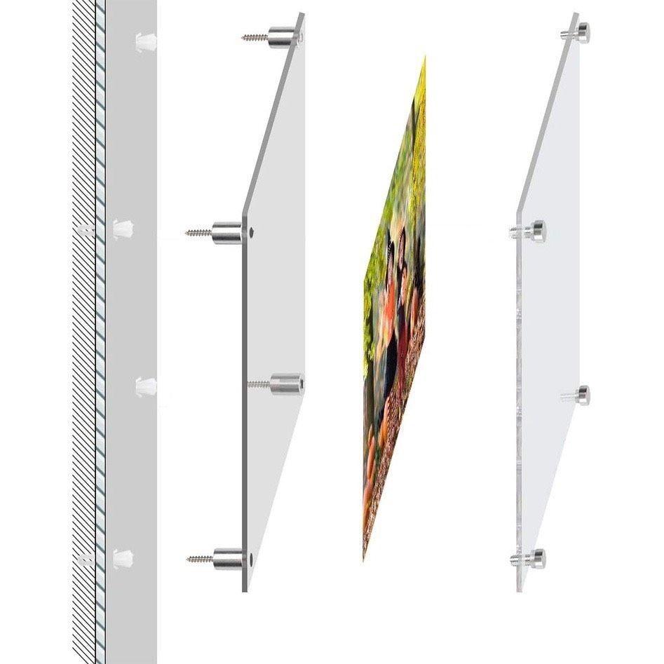 Acrylic Khung bằng khen A4 MICA TREO TƯỜNG trong suốt, chất liệu mica acylic, 4 vít treo inox, để vừa giấy ảnh 21x30cm .