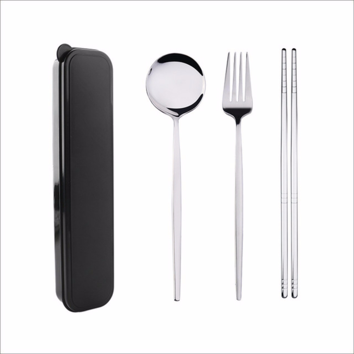 Hộp set 3 món Đũa, Thìa, Nĩa Bằng Inox Cao Cấp