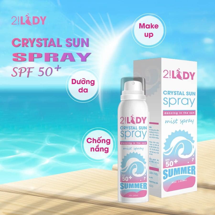 Xịt Chống Nắng 2Lady Crystal Sun Spray – Siêu Phẩm 3 Trong 1, Hiệu Quả Đến 8H 180ml
