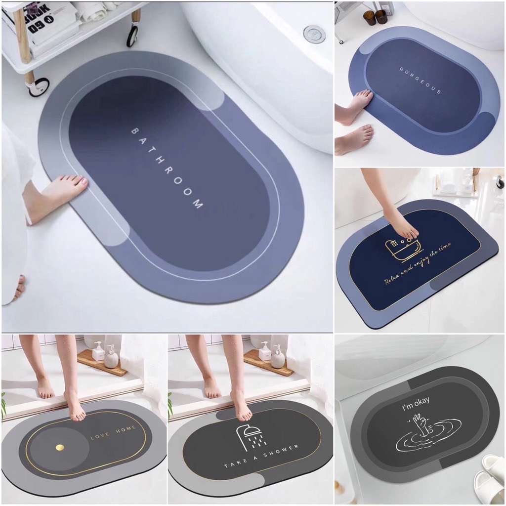 Thảm lau chân thấm hút chống trượt, thảm chùi chân silicon hút nước cửa nhà tắm, thảm lót nhà bếp