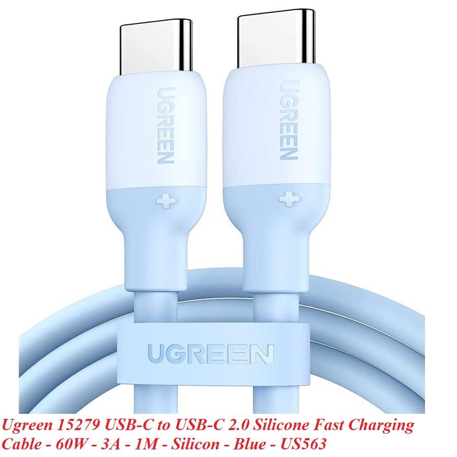 Ugreen UG15279US563TK 60W 1M hỗ trợ QC4.0 3A Cáp sạc nhanh - truyền dữ liệu 2 đầu USB-C c-c dây nhựa Màu Xanh - HÀNG CHÍNH HÃNG