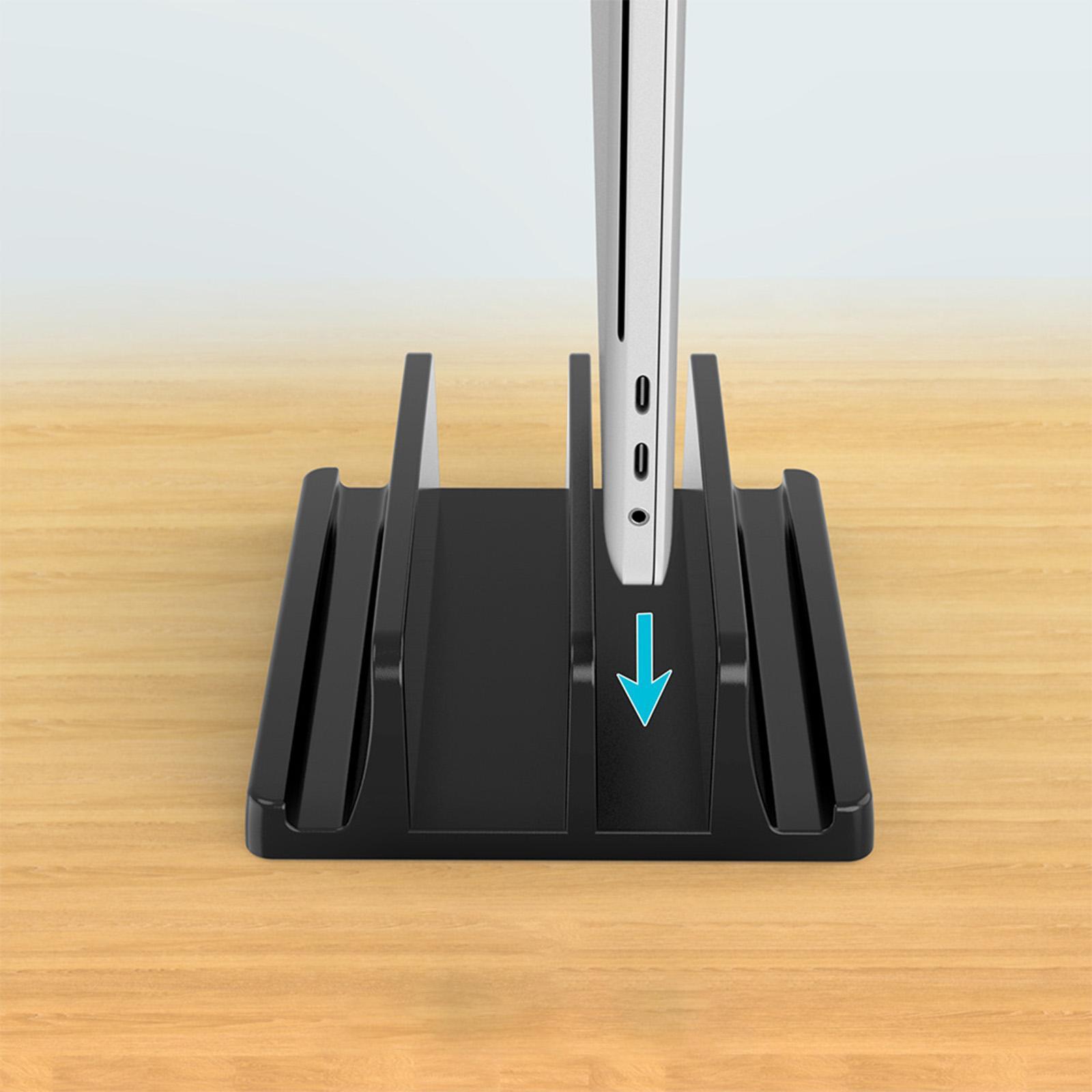 Vertical Laptop Stand Holder Dual Slots Design Durable Mobile Phone Stand for Home