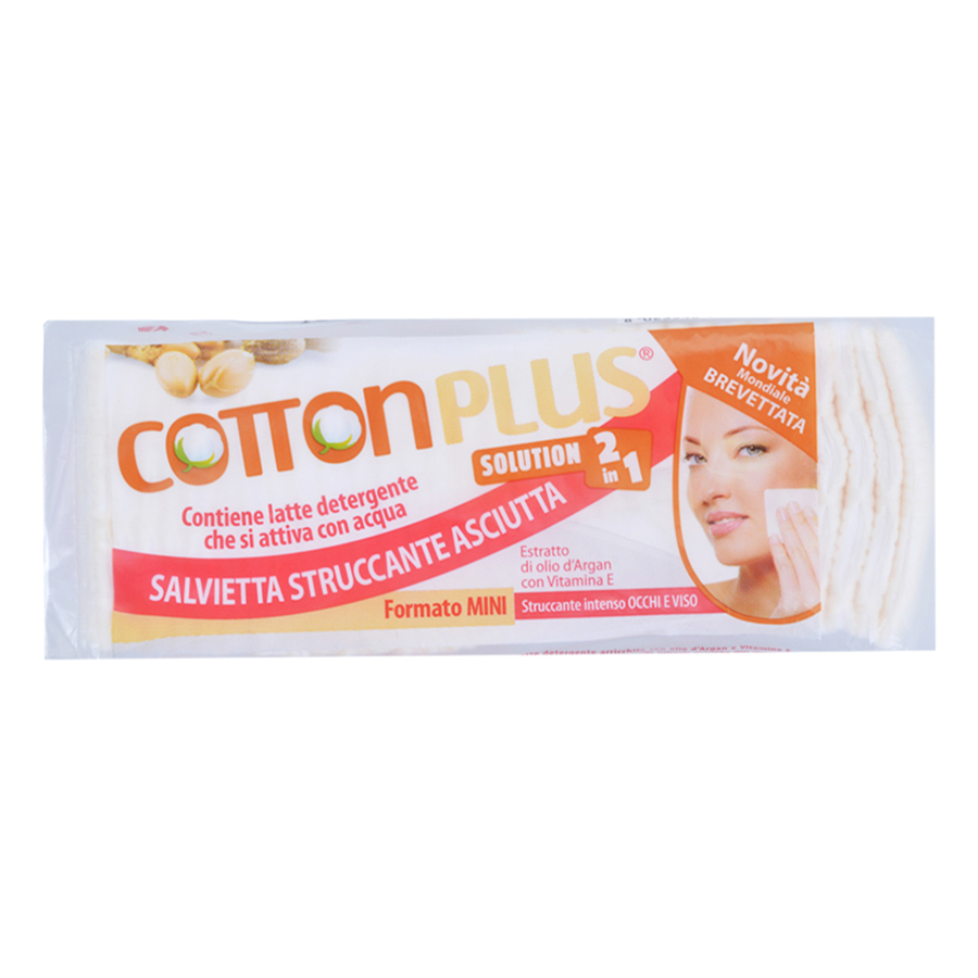 Bông Tẩy Trang Cotton Plus 2 Trong 1 Chiết Xuất Dầu Argan - Vitamin E (60 Miếng)