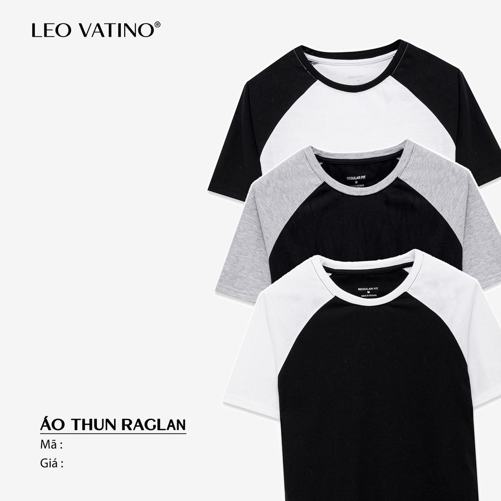 Áo thun cổ tròn nam Leo Vatino raglan phối vai Cotton co giãn 2 chiều tay ngắn APRF01 bộ 3 màu - Regularfit