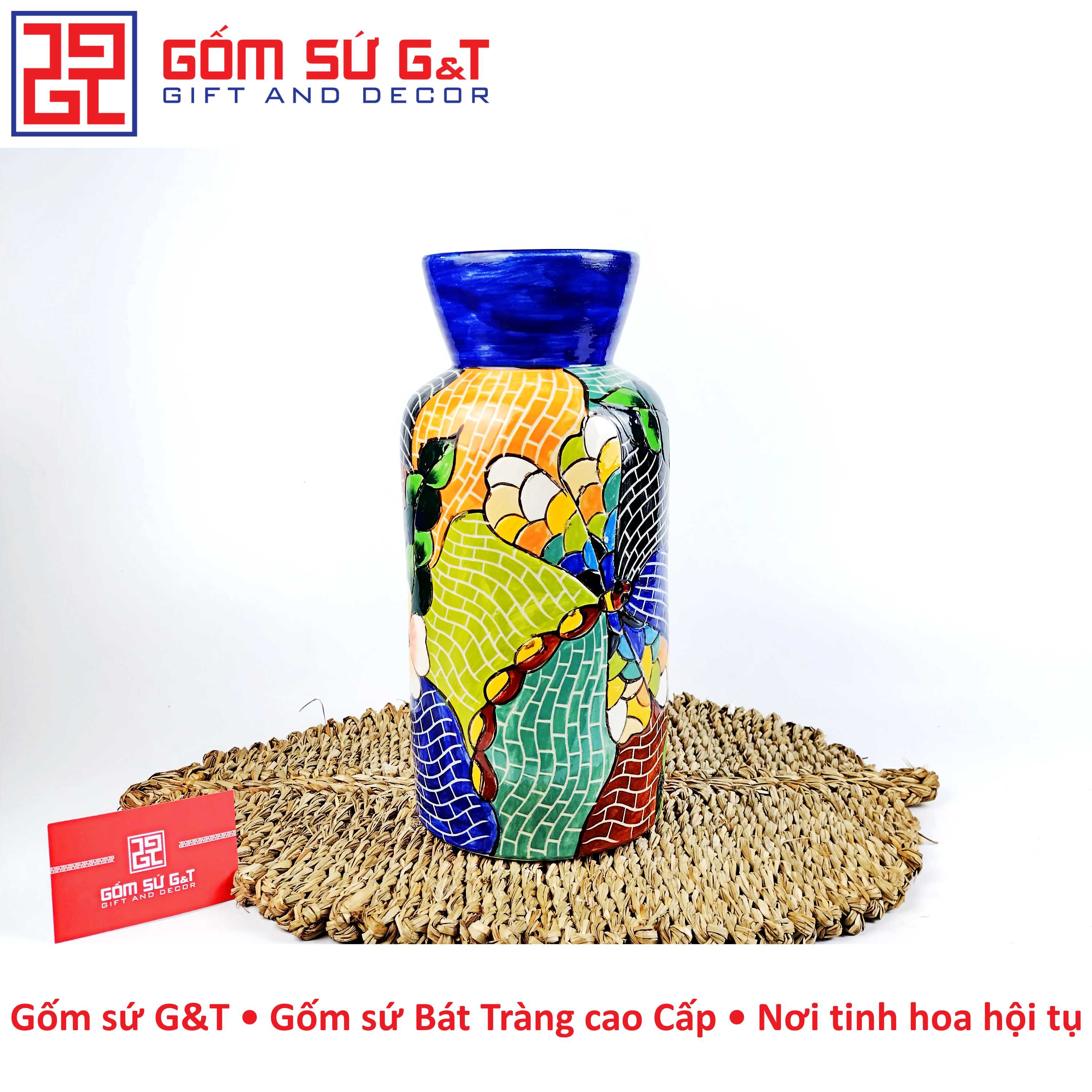 Lọ hoa cổ vát chuồn chuồn Gốm Sứ G&amp;T