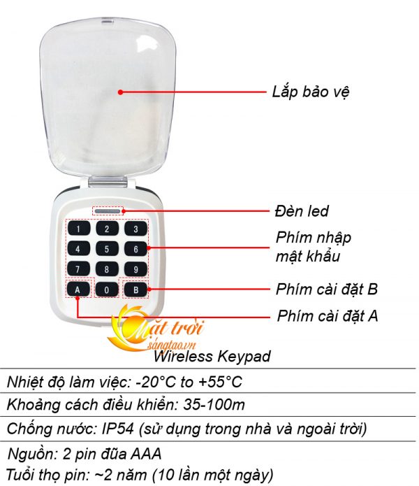 Wireless Keypad – Bàn phím điều khiển cửa cổng, cửa cuốn không dây