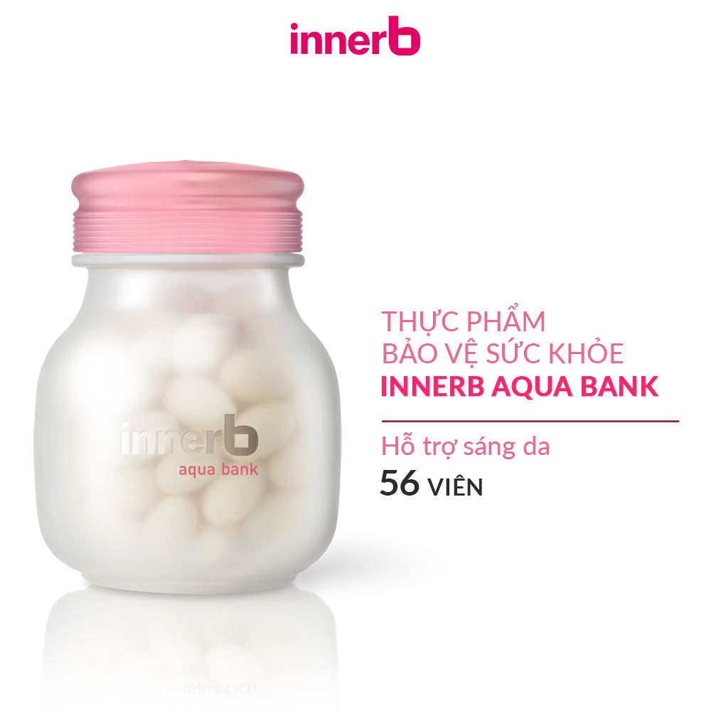 Bộ đôi thực phẩm bảo vệ sức khỏe InnerB Aqua Bank (giữ ẩm cho da từ Axit Hyaluronic) 56 viên và InnerB Snow White (28g)