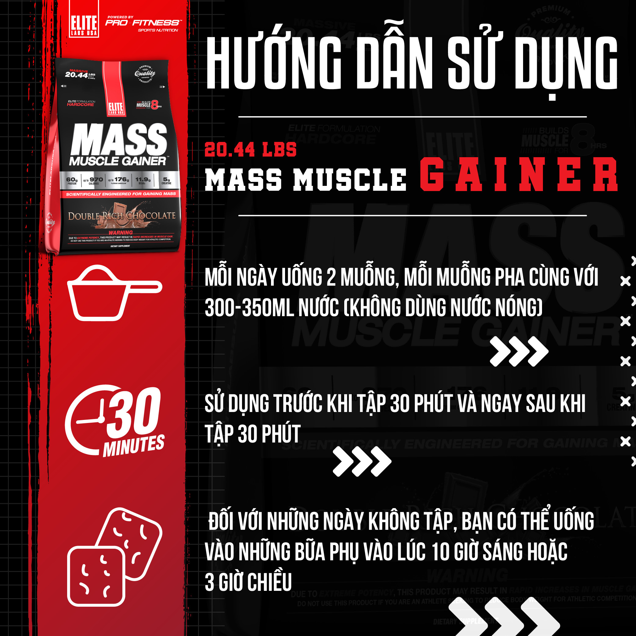 Sữa Tăng Cân Elite Labs Mass Muscle Gainer 20lbs (9kg)