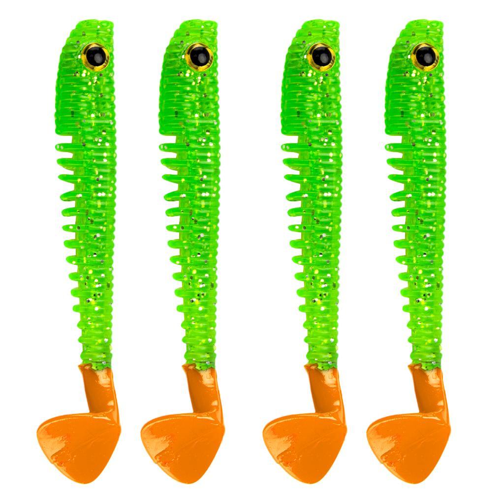 4Pcs Colorful Soft Fishing Lure Artificial Worm Freshawater Saltwater Bait