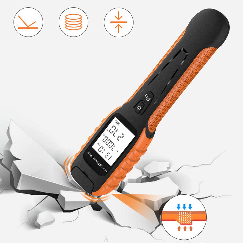 Mini Optical Power Meter High Precise Rechargeable Optical Fiber Detector 9 Standard Wavelength Cycle Switching with Frequency Recognition LED Flashlight Self-calibration Function