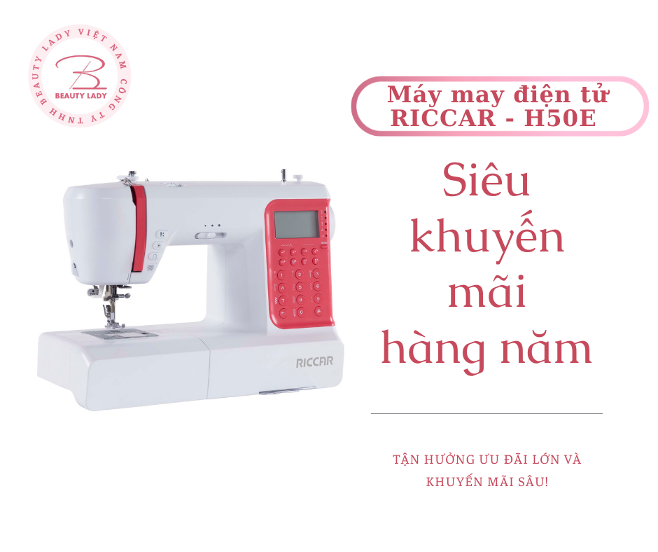 Máy may gia đình RICCAR H50E - Máy may điện tử -Thương hiệu Nhật Bản - Hàng Chính Hãng