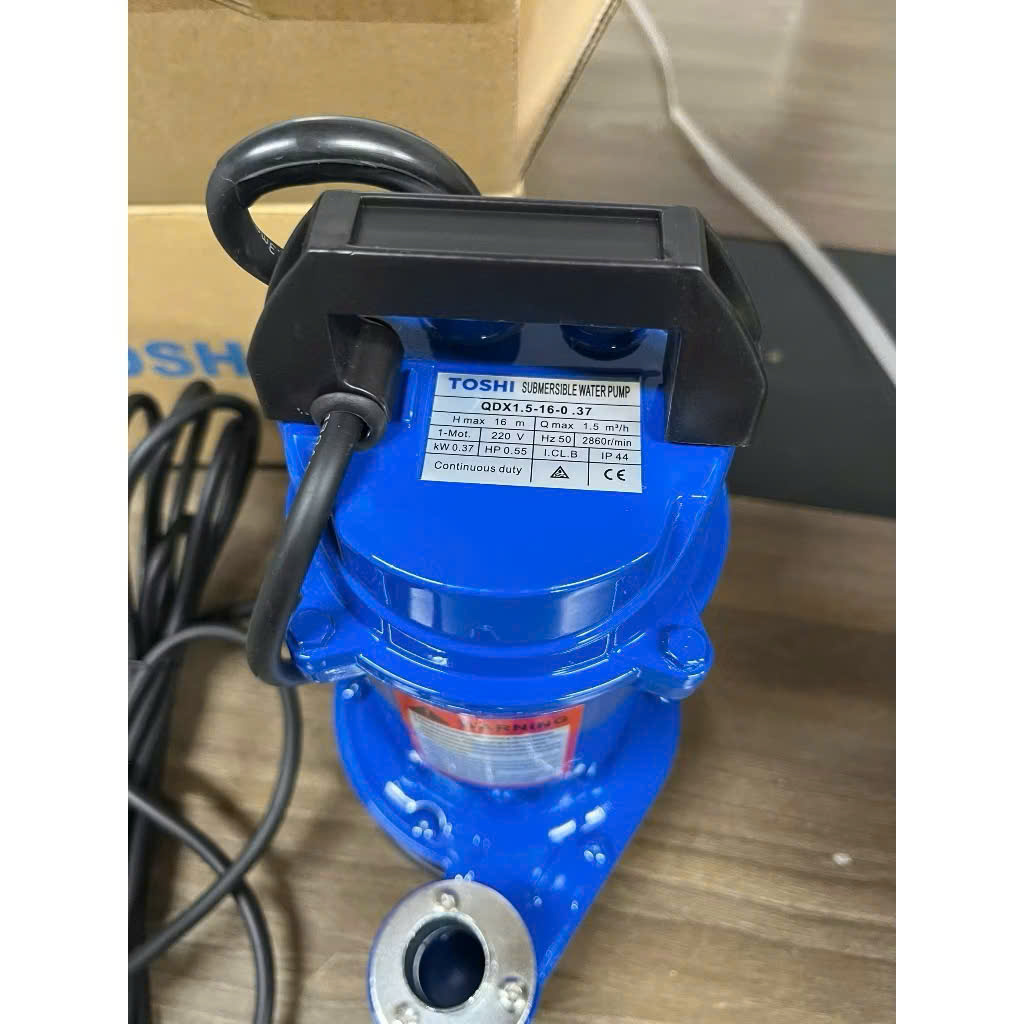 Máy Bơm Chìm, Máy Bơm Tõm 370W dùng điện 220V, dây đồng Toshi - Máy bơm nước thả chìm, Bảo Hành 6 tháng