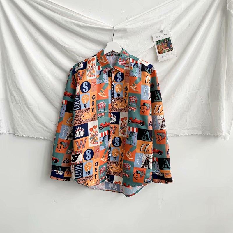 Áo Sơ Mi Tay Dài In Họa Tiết Hoạt Hình Phong Cách Thời Trang Đường Phố Hàn Quốc Size M-3Xl