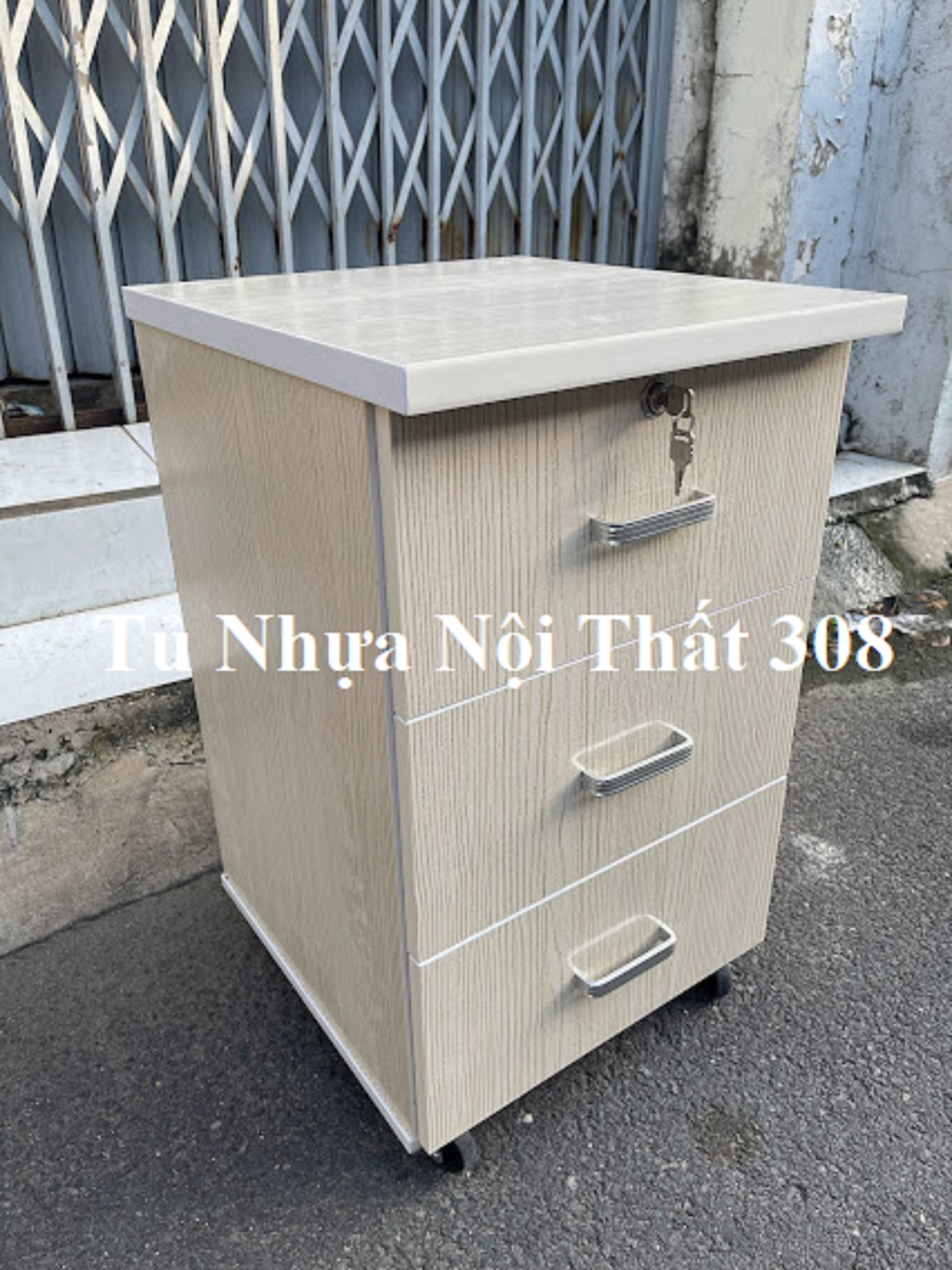 Tủ, Kệ Đầu Giường Nhựa Đài Loan Cao 70cm Ngang 42cm Sâu 42cm Màu Gỗ Sồi K114