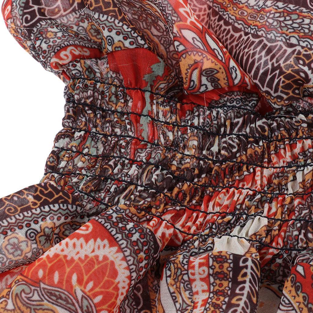 Women Halter Neck Cut Out 3 Pieces Bikini Swimwear with Boho Print Empire Waist Maxi Skirt