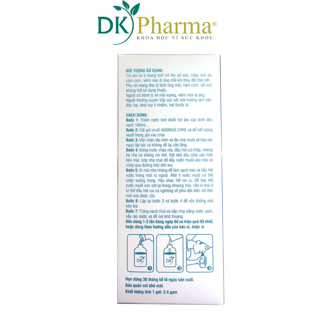 DUNG DỊCH VỆ SINH MŨI AGSINUS DKpharma hộp 20 gói