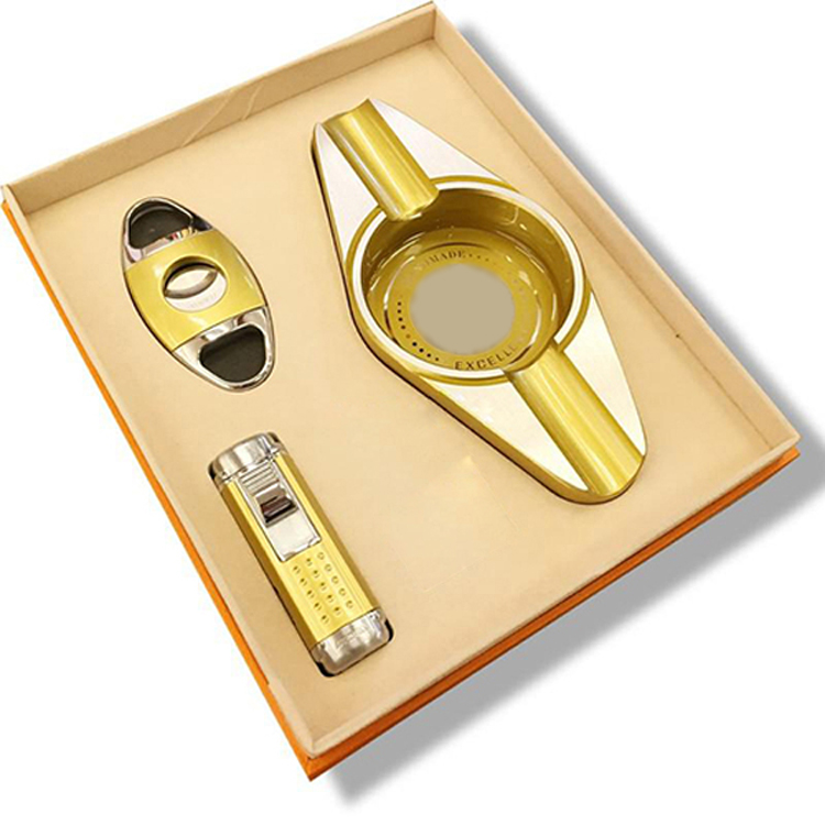 Bộ Set Xì Gà 3 Món Bật Lửa Dao Cắt Gạt Tàn Xì Gà T310