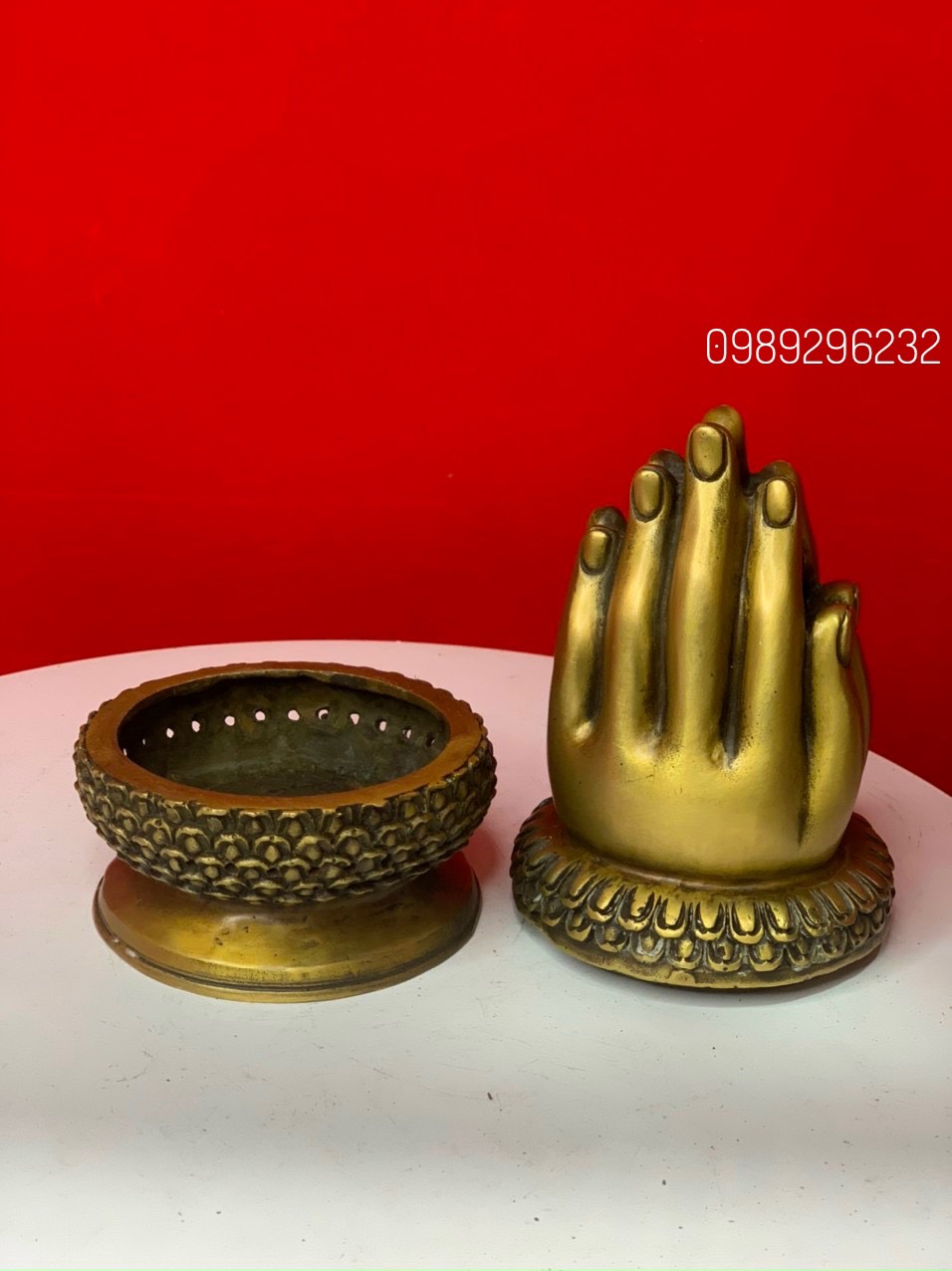 Lư Xông Trầm Tay Phật bằng đồng vàng - Xông trầm tay phật phong thủy