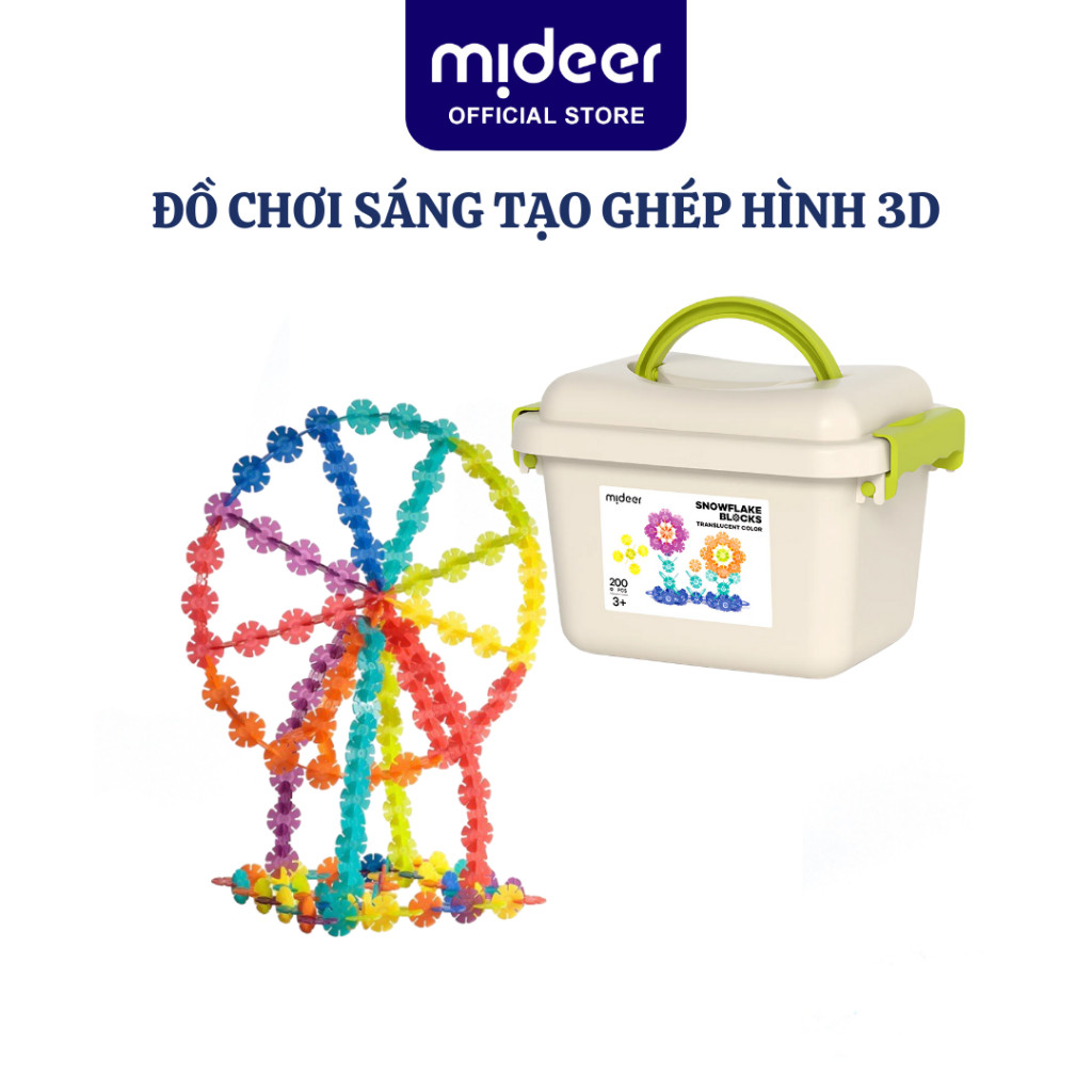 Đồ chơi sáng tạo ghép hình 3D Mideer Translucent Color Snowflake Blocks cho bé 3 4 5 6 7 tuổi