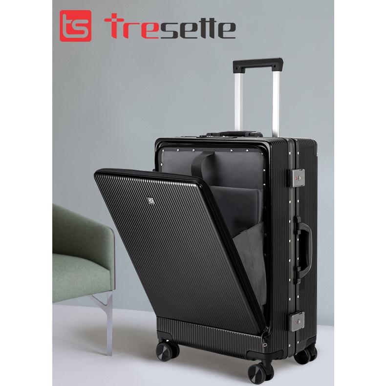 Vali khóa sập cao cấp nhập khẩu Hàn Quốc Tresette TSL-2029 Có Ngăn Đựng Latop Vân Dọc Sang Trọng Cổng Sạc USB