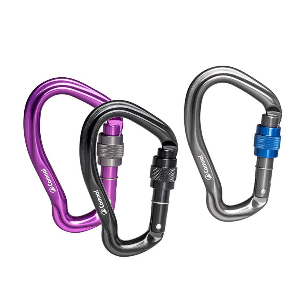 23KN Climbing Carabiner Mountaineering D Type Metal Clip Screw Lock