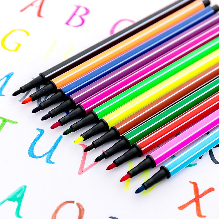 Bộ 12 bút màu nước, bút lông tô màu học sinh , màu sắc tươi tắn, dễ dàng rửa sạch, an toàn cho người sử dụng.