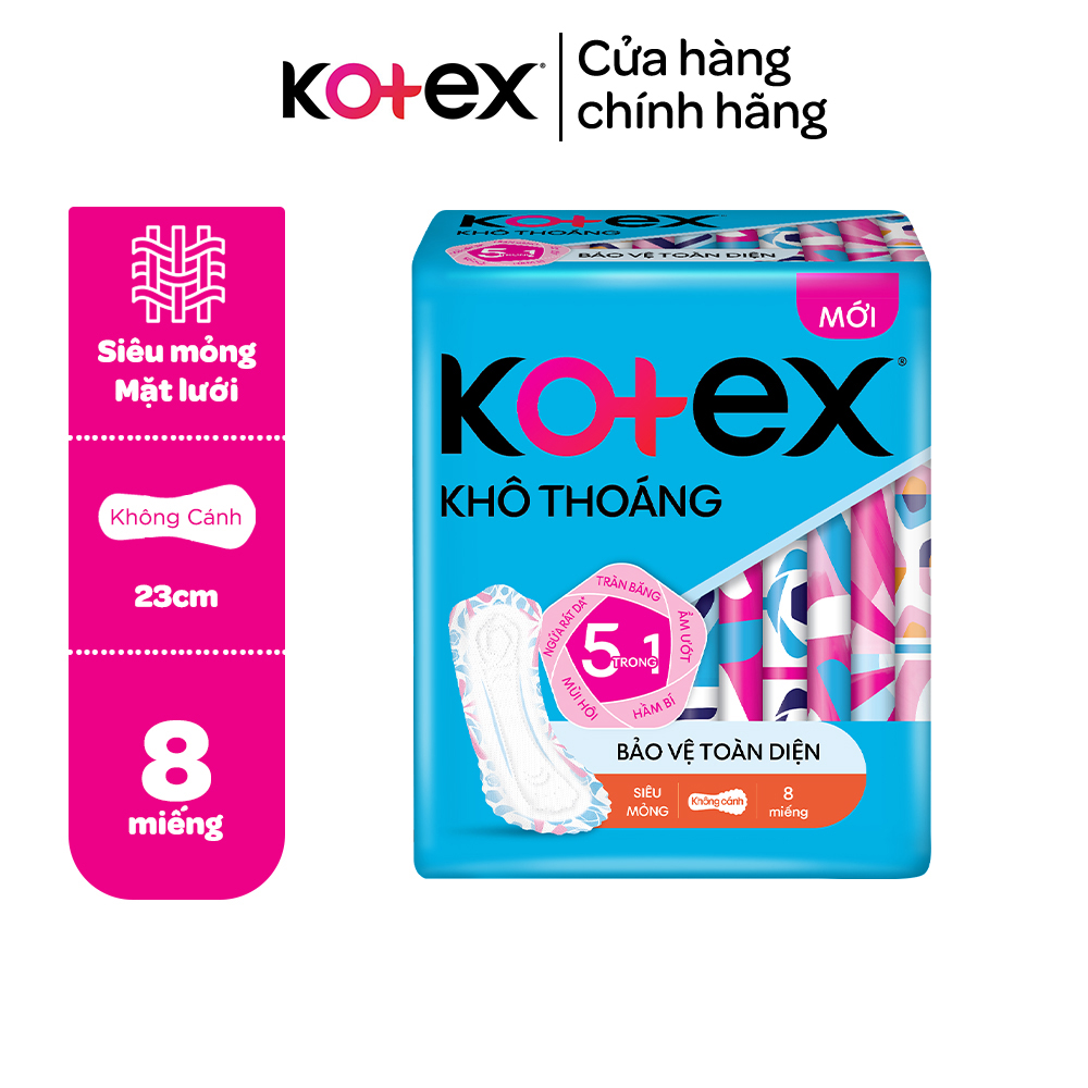 Băng vệ sinh Kotex khô thoáng siêu mỏng không cánh 8 miếng