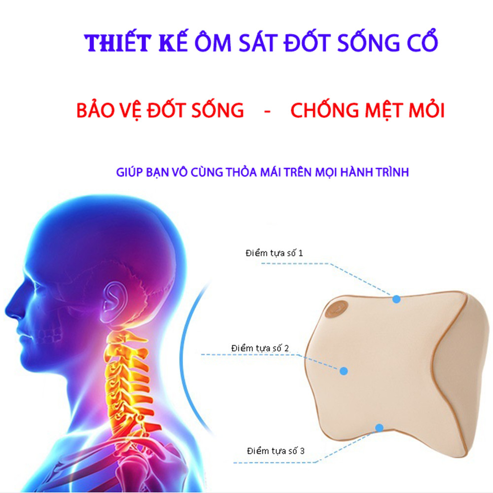 Bộ gối tựa đầu và  tựa lưng ô tô, xe hơi chất liệu cao su non cao cấp, siêu đàn hồi- chống đau mỏi lưng mỏi cổ, không mùi cao su, thoáng khí, êm mềm- BGTL535