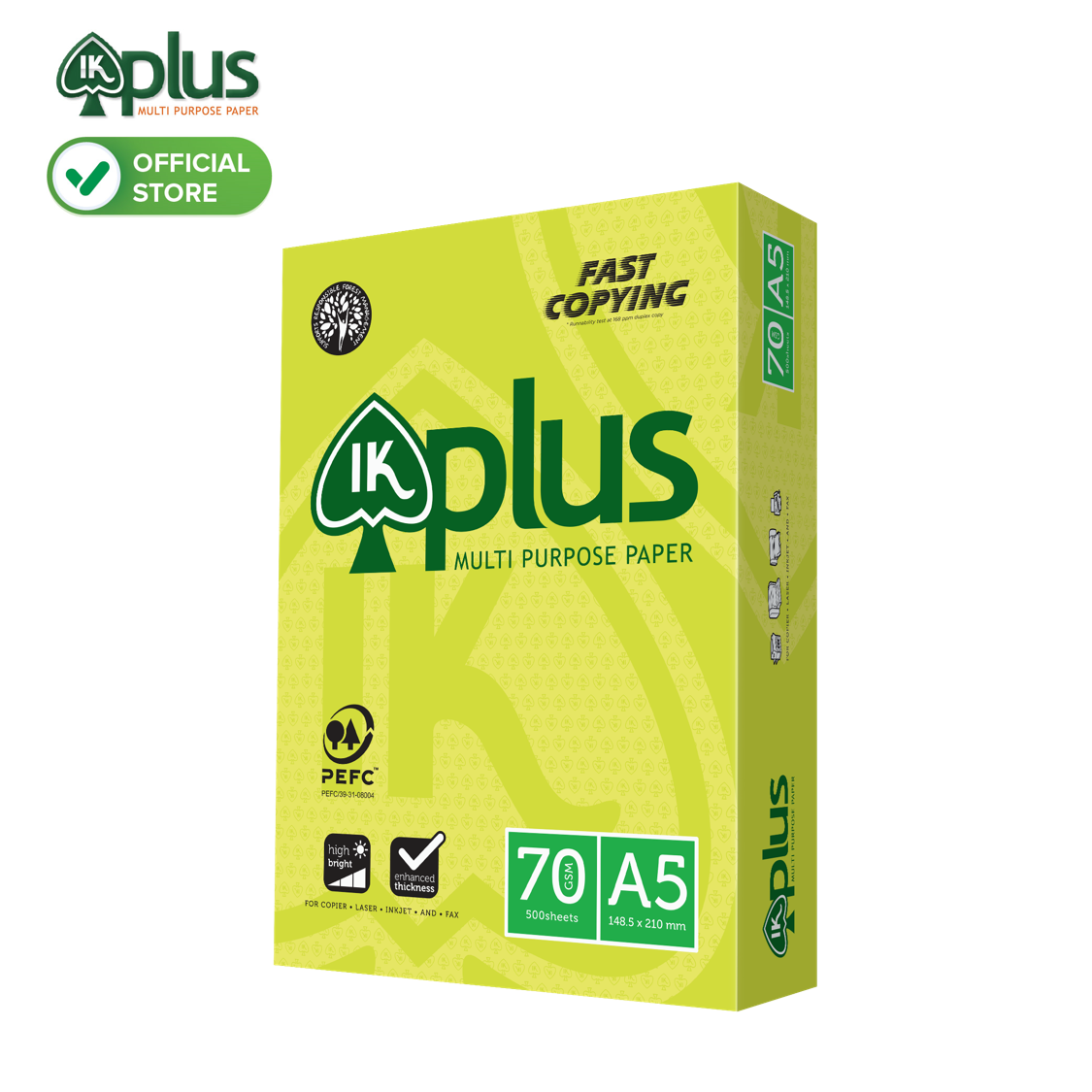 Giấy IK PLUS A4, A5 Định lượng 70gsm Độ sáng 98% - Giấy photo, giấy in văn phòng, giấy vẽ