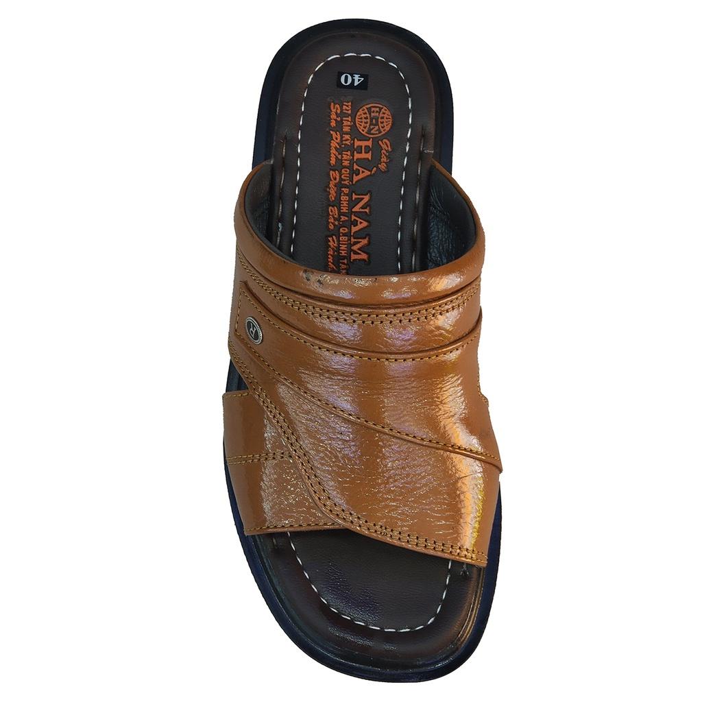 Dép Nam Quai Ngang HÀ NAM Da Bò Thật Cao Cấp DNA2133C